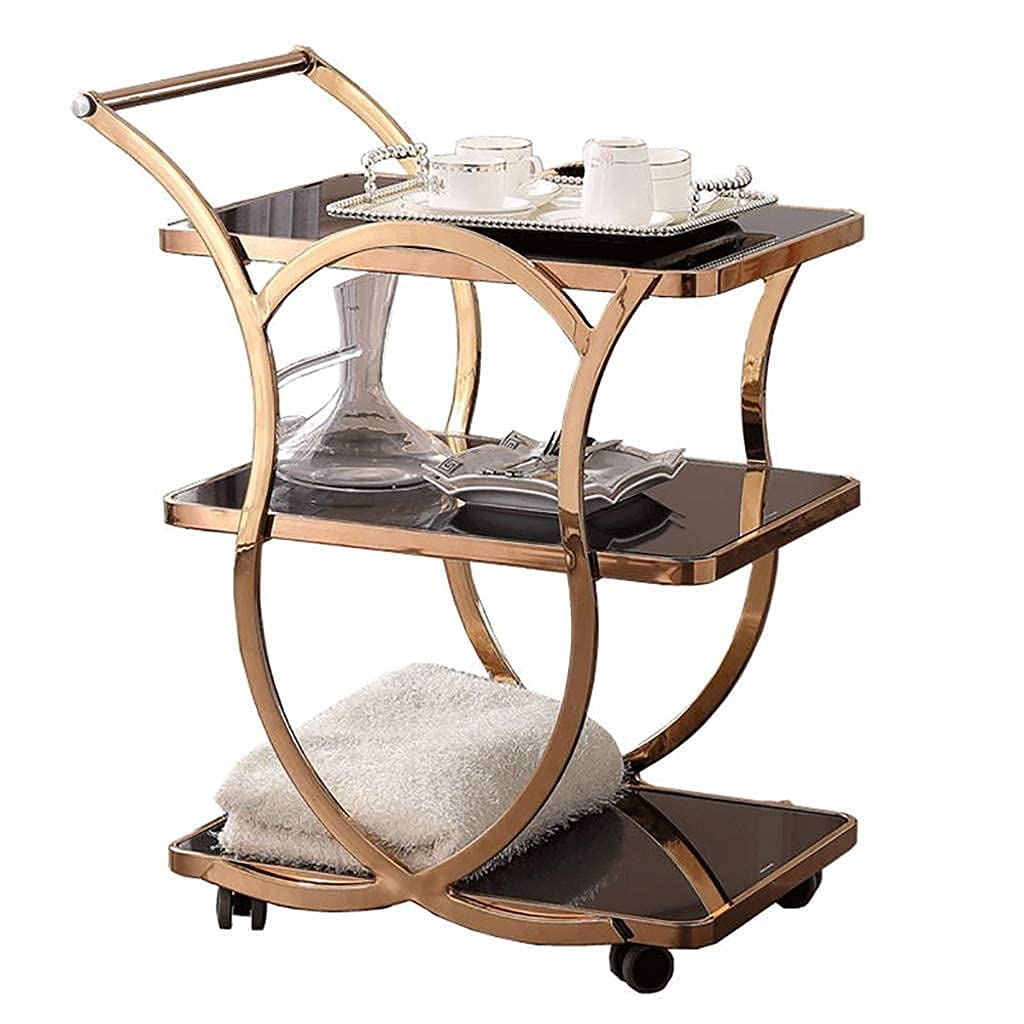 Amazon｜サービング トロリー ゴールド フレーム 68 X 45 X 84 cm 車輪